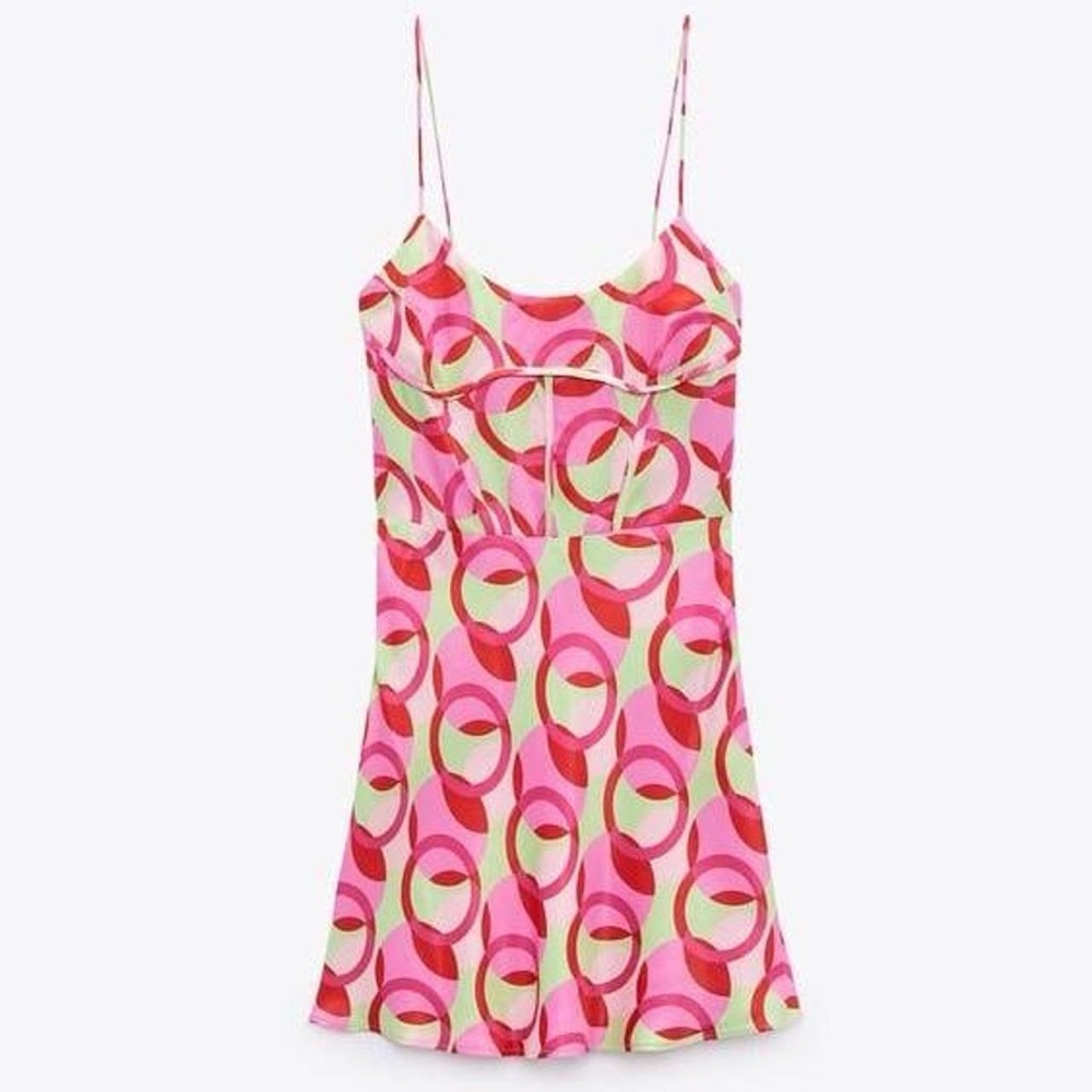Zara pink print dress size S
